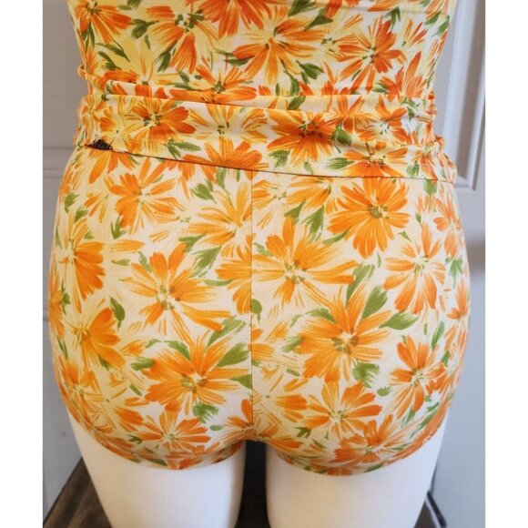 Vtg Catalina 3-Piece Swimsuit Cropped Tank High Waisted Bottoms Coverup Shorts L - Picture 5 of 16